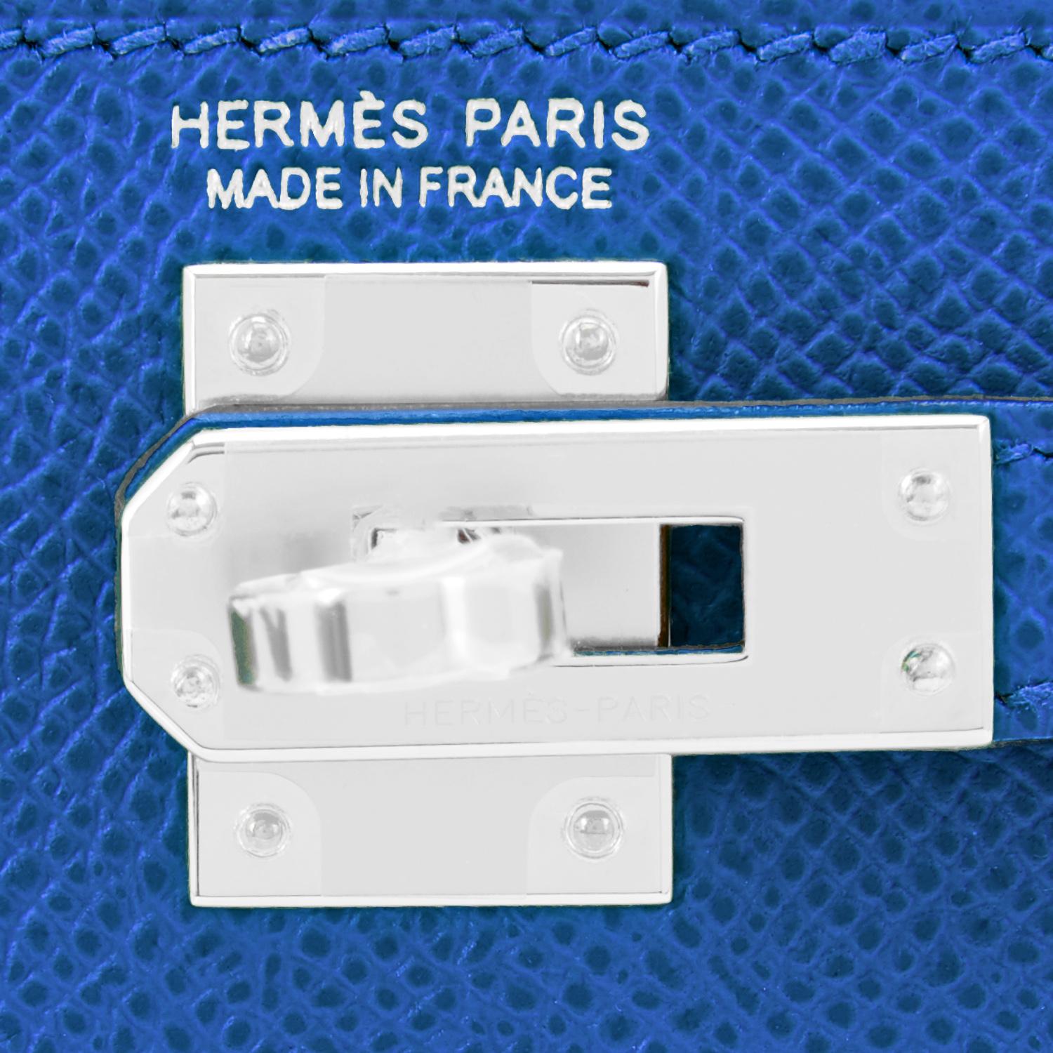 Hermes Mini Kelly 20cm Blue France VIP Epsom Sellier Bag, Z Stamp, 2021  2