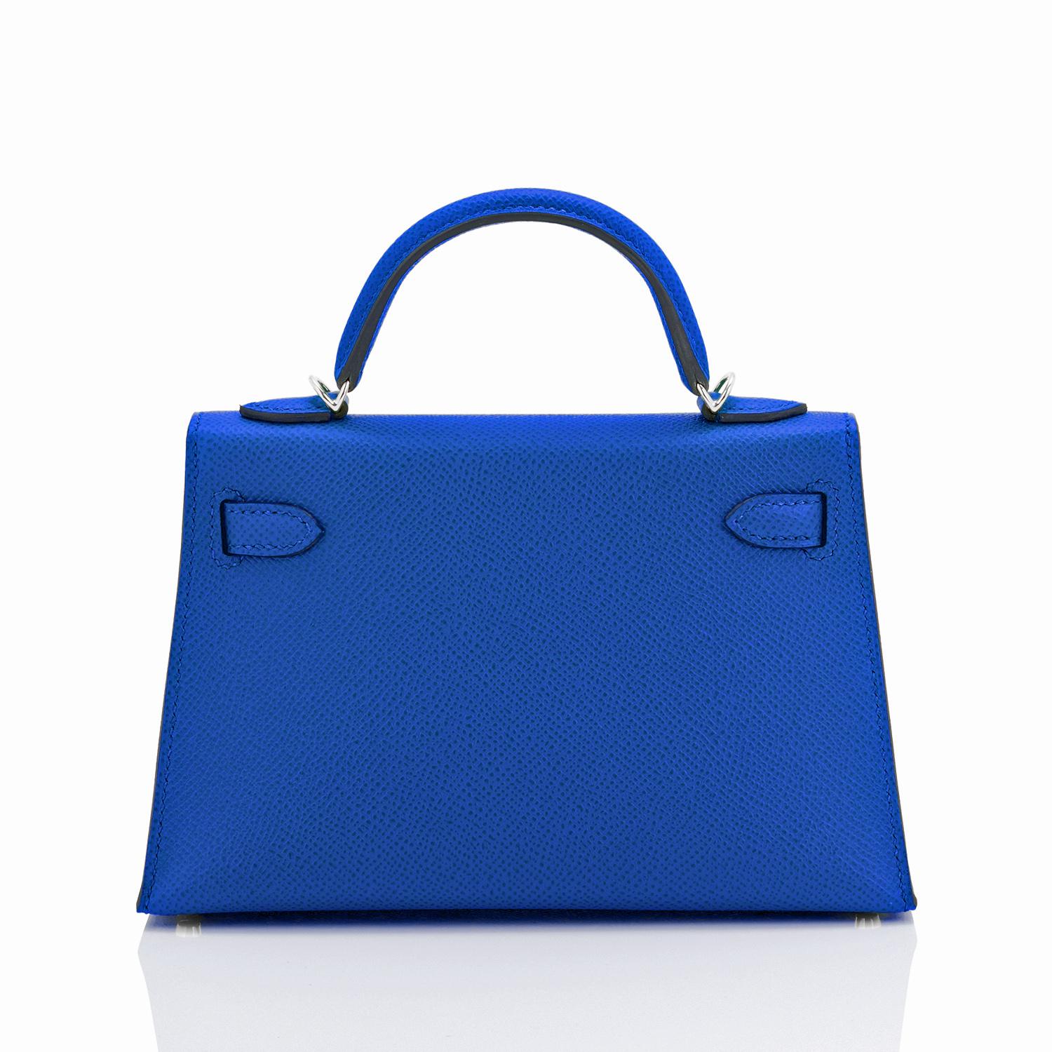 Hermes Mini Kelly 20cm Blue France VIP Epsom Sellier Bag, Z Stamp, 2021  In New Condition In New York, NY