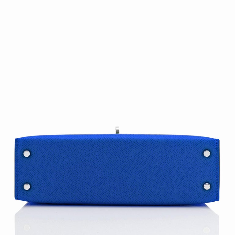 Hermes Mini Kelly 20cm Blue France VIP Epsom Sellier Bag, Z Stamp