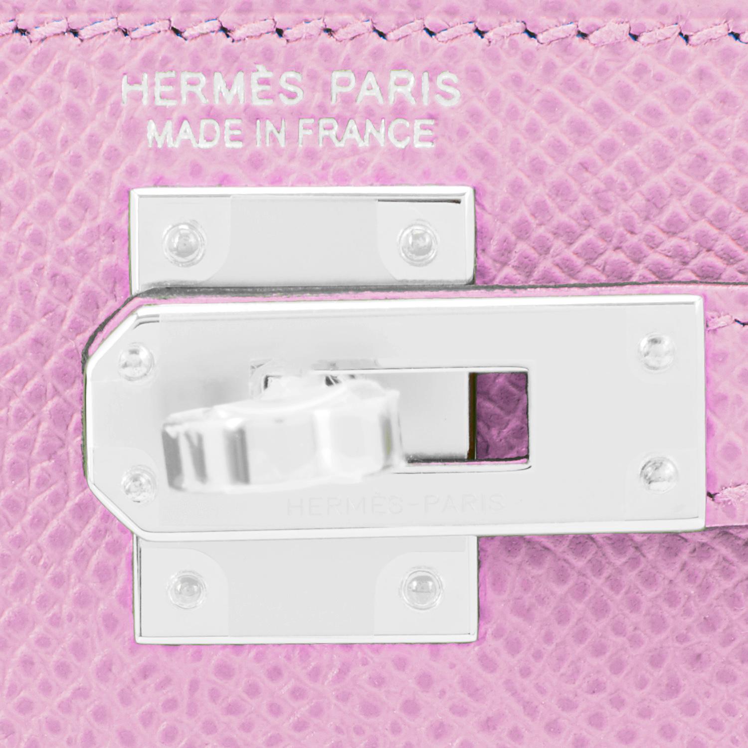 Hermes Mini Kelly 20cm Mauve VIP Epsom Shoulder Bag, U Stamp, 2022 2