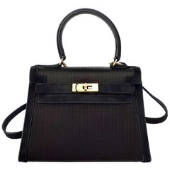 Hermès Mini Kelly 20cm Borsa Sellier Raso Doblis Pelle Oro Hdw