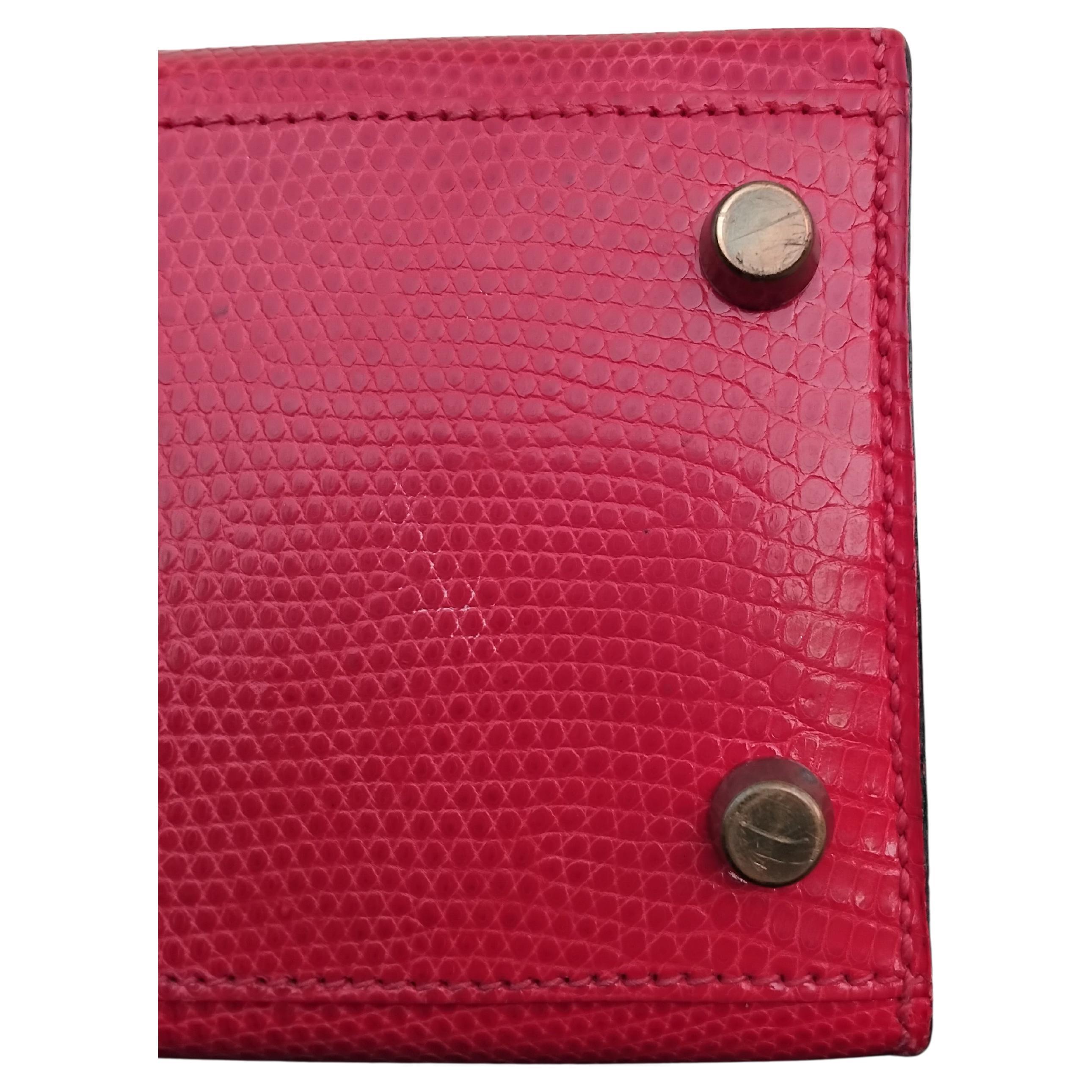Hermès Mini Kelly 20cm Sellier Bag Shiny Red Lizard Gold Hdw Vintage en vente 5