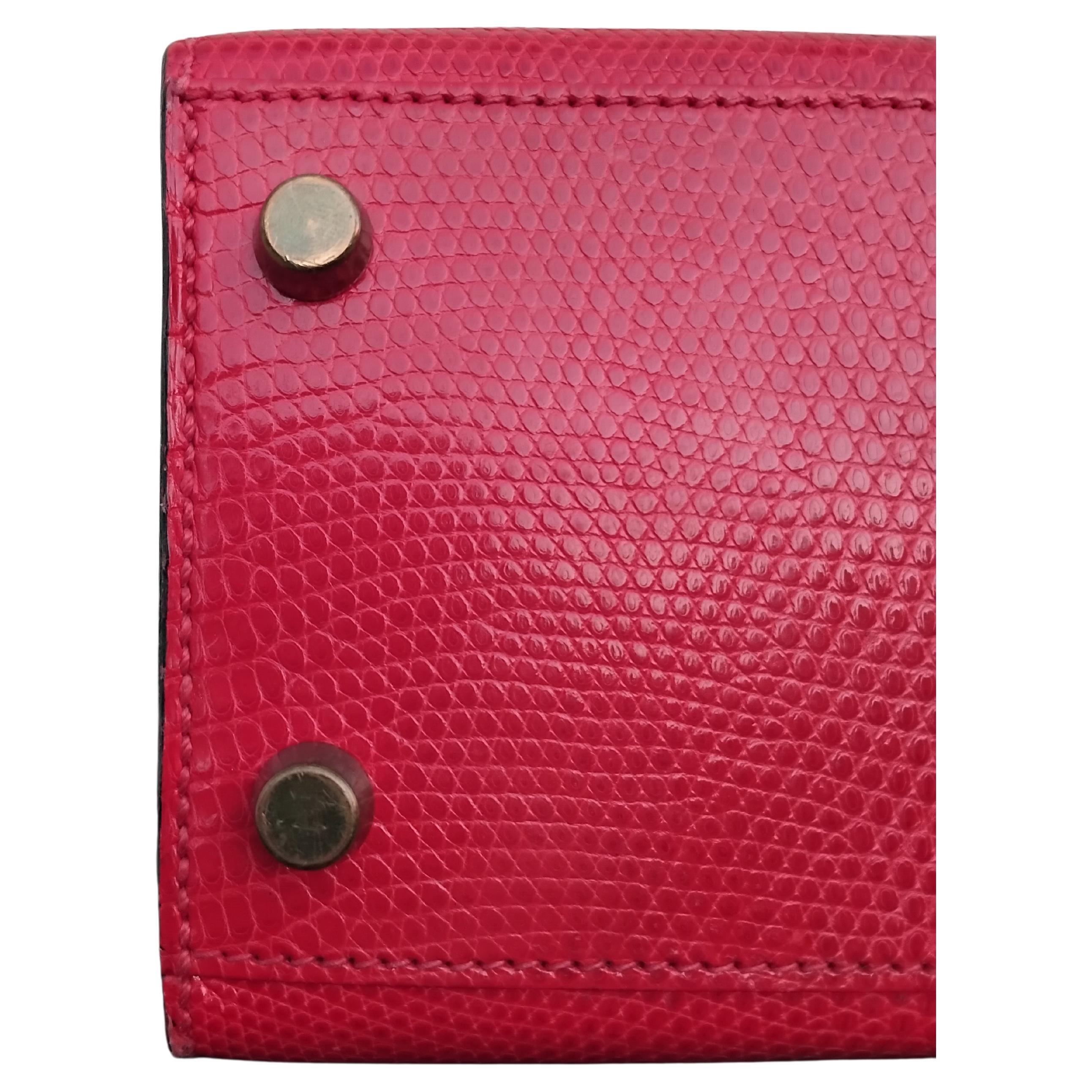 Hermès Mini Kelly 20cm Sellier Bag Shiny Red Lizard Gold Hdw Vintage en vente 6