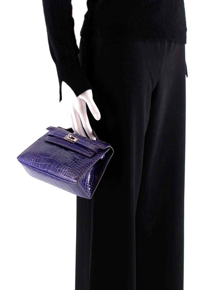 Women's or Men's Hermes Mini Kelly 22 Pochette Bag in Blue Electric alligator PHW 