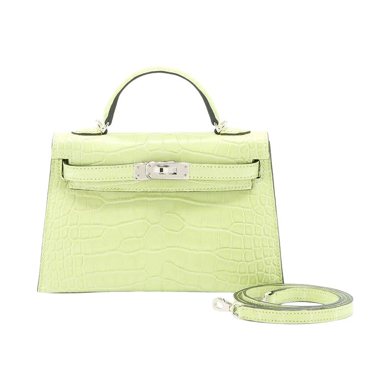Hermes Mini Kelly ALLIGATOR MISSISSIPPIENSIS R9 JAUNE BOURGEON SHW STAMP Y