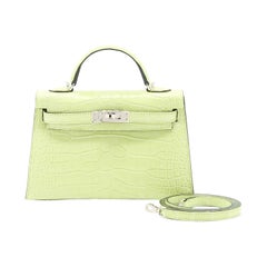 Hermes Mini Kelly ALLIGATOR MISSISSIPPIENSIS R9 JAUNE BOURGEON SHW STAMP Y