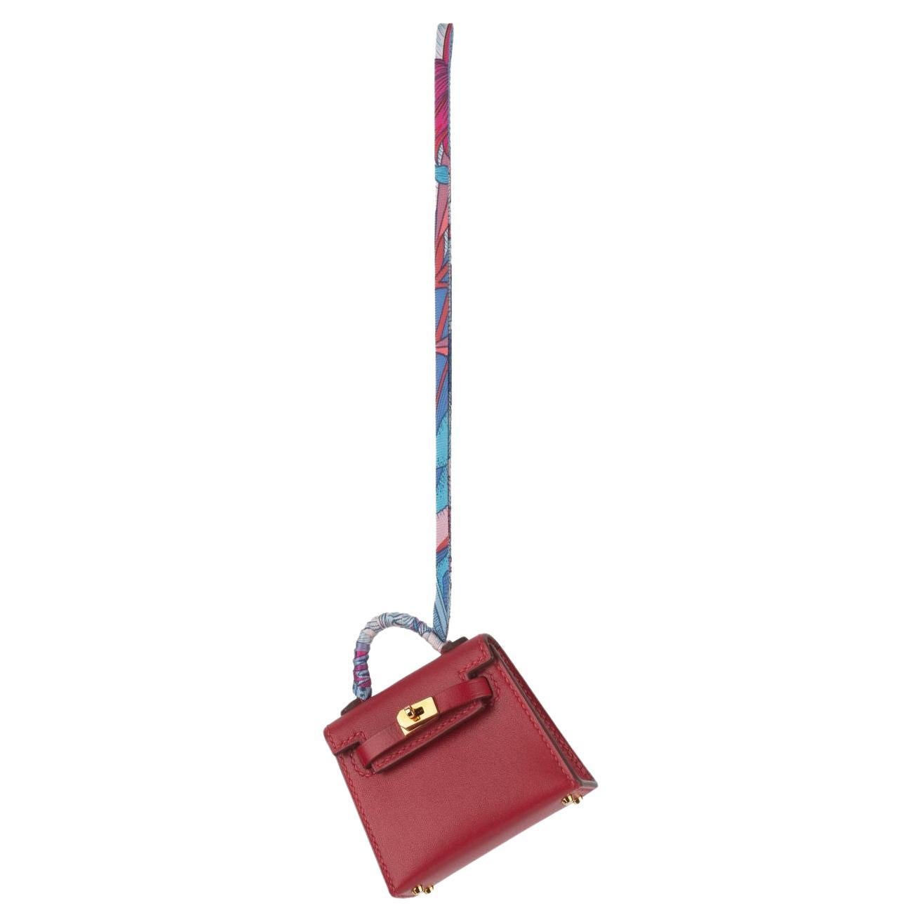 Hermès Mini Kelly Bag Charm Silk Strap For Sale