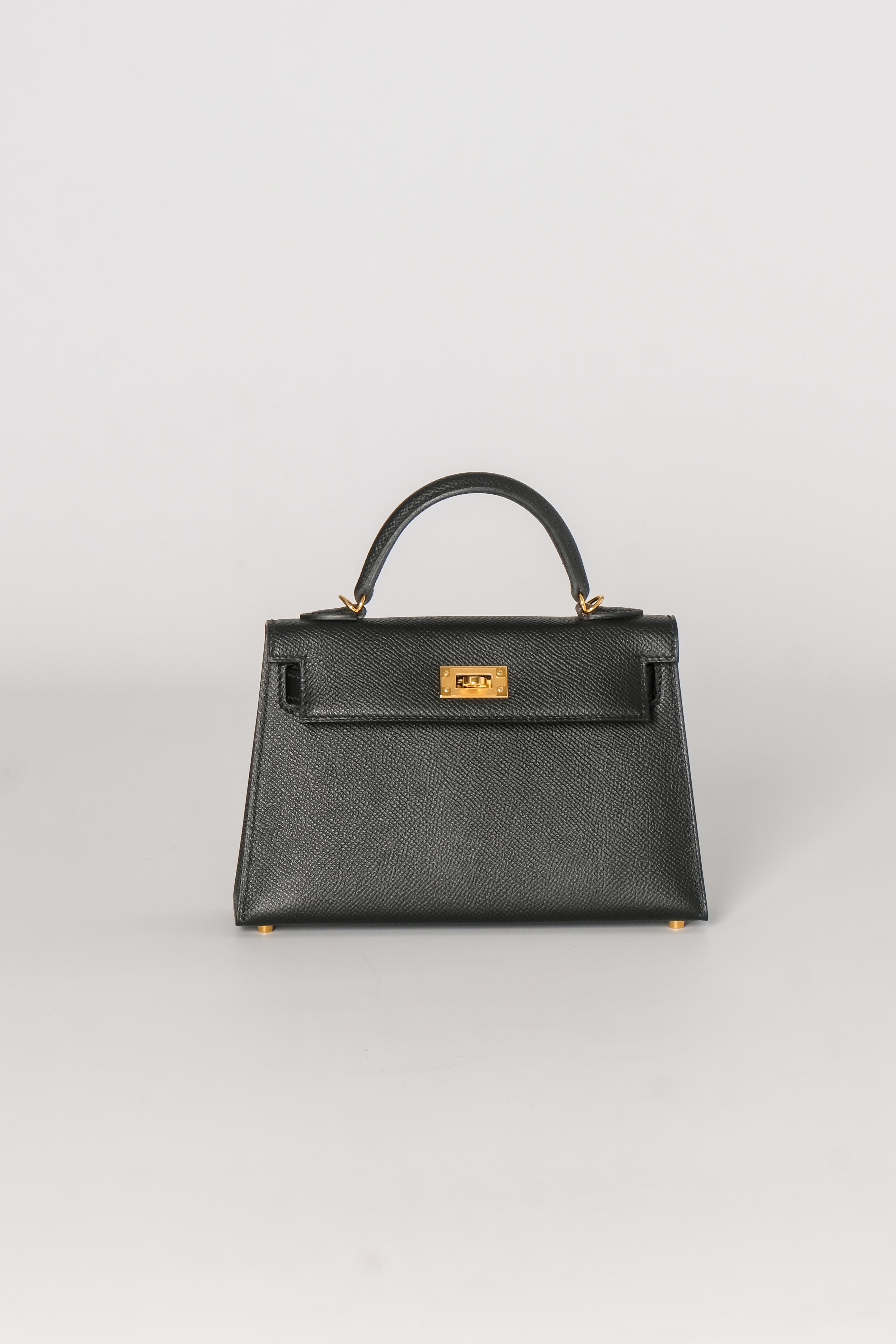Hermes Mini Kelly Bag Noir Epsom with Gold Hardware 1