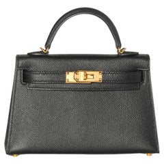 Hermes Mini Kelly Bag Noir Epsom with Gold Hardware