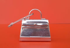 Hermès Mini Kelly Bag Pill Box and its Safety Pin in Sterling Silver RARE