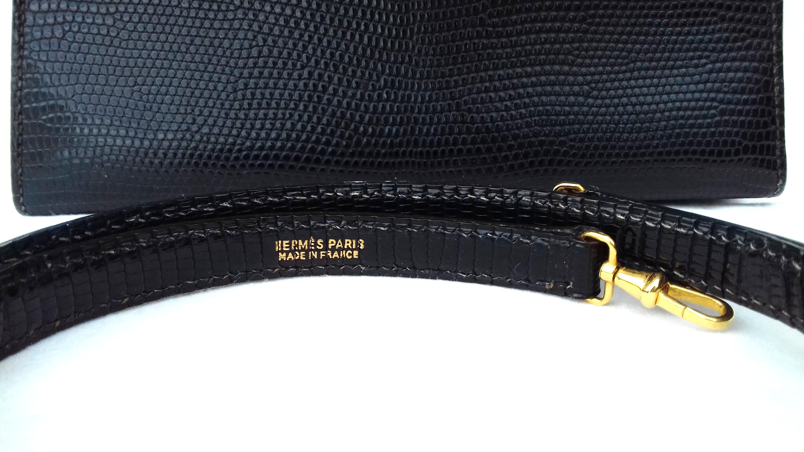 Hermès Mini Kelly Bag Vintage Black Lizard Gold Hdw 20 cm  4