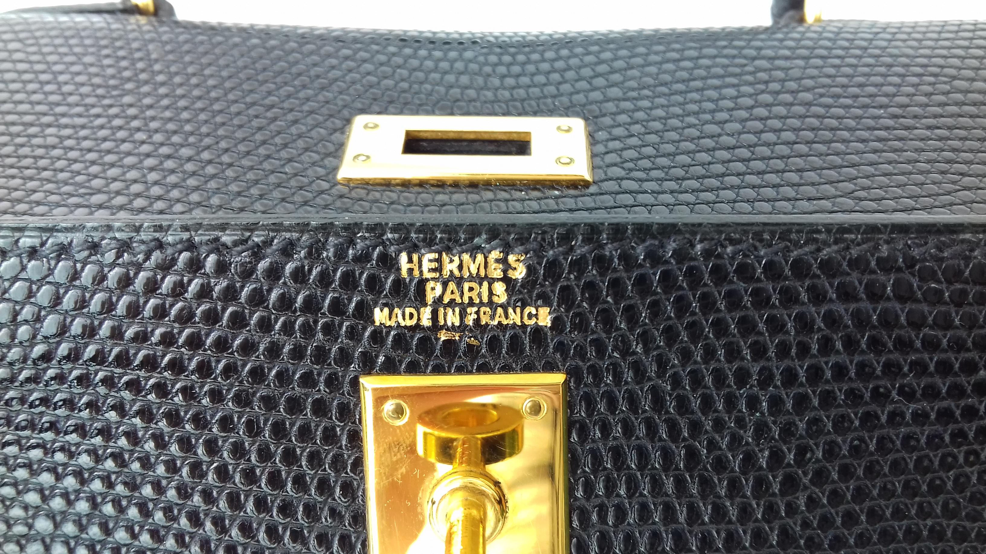 Hermès Mini Kelly Bag Vintage Black Lizard Gold Hdw 20 cm  2