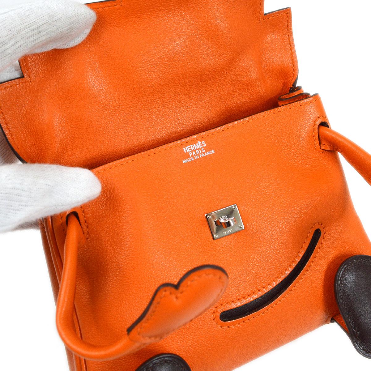Hermes Mini Kelly Doll Mascot Hand Bag Orange Gulliver For Sale 4