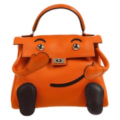 Hermes Mini Kelly Doll Mascot Hand Bag Orange Gulliver