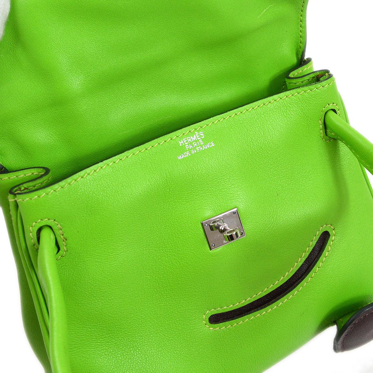 Hermes Mini Kelly Doll Mascot Handbag Apple Green Veau Gulliver For Sale 2