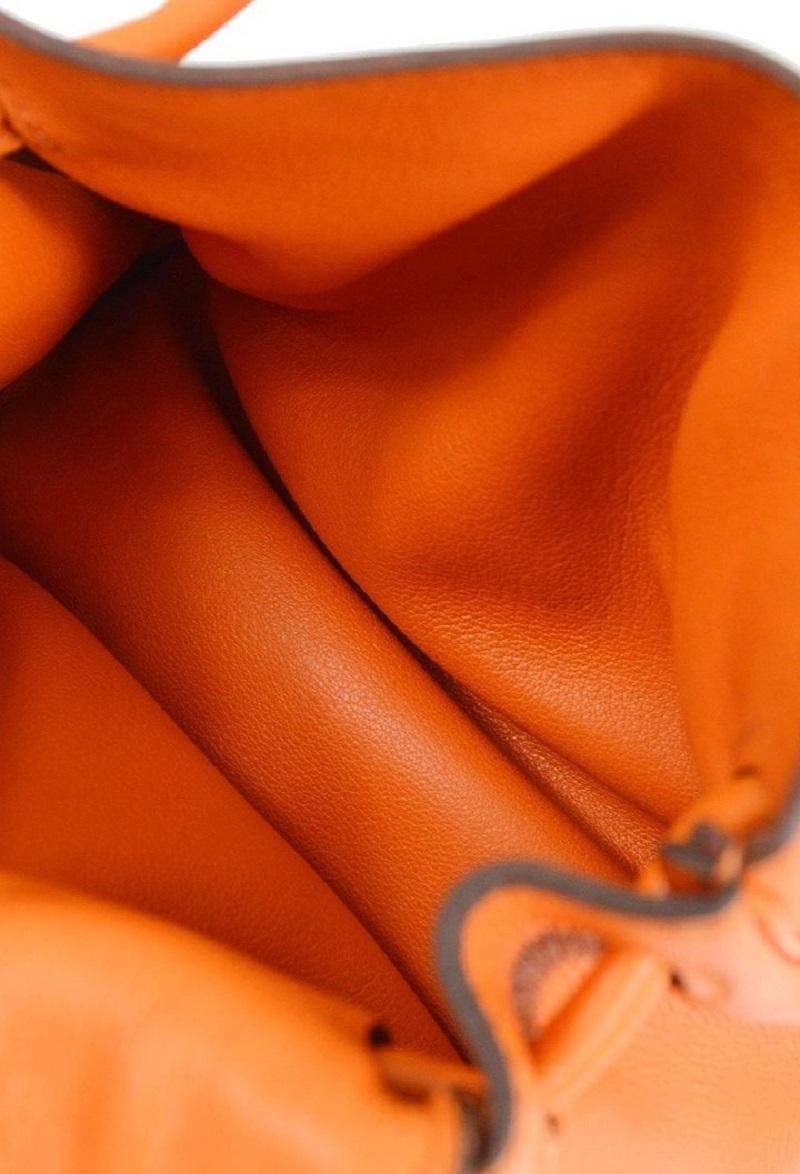 Women's or Men's HERMES Mini Kelly Doll Orange Gulliver Leather Palladium Top Handle Tote Bag