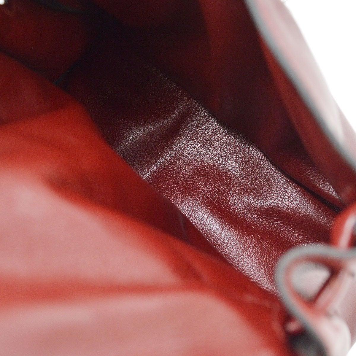 HERMES Mini Kelly Doll Red Burgundy Brown Leather Top Handle Satchel Tote Bag 2