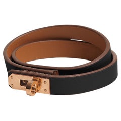Bracelet mini Kelly double tour noir Hermès Taille T1 14,5 cm 