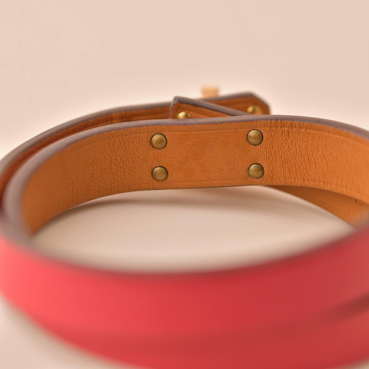 Hermès Mini Kelly Double Tour Rose Extrême Leather Bracelet T2 For Sale 2