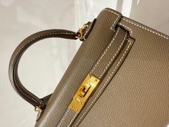 Hermes Mini Kelly Etoupe epsom with gold hardware