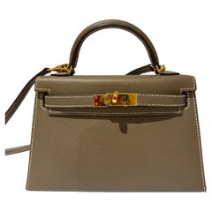 Hermes Mini Kelly Etoupe epsom with gold hardware