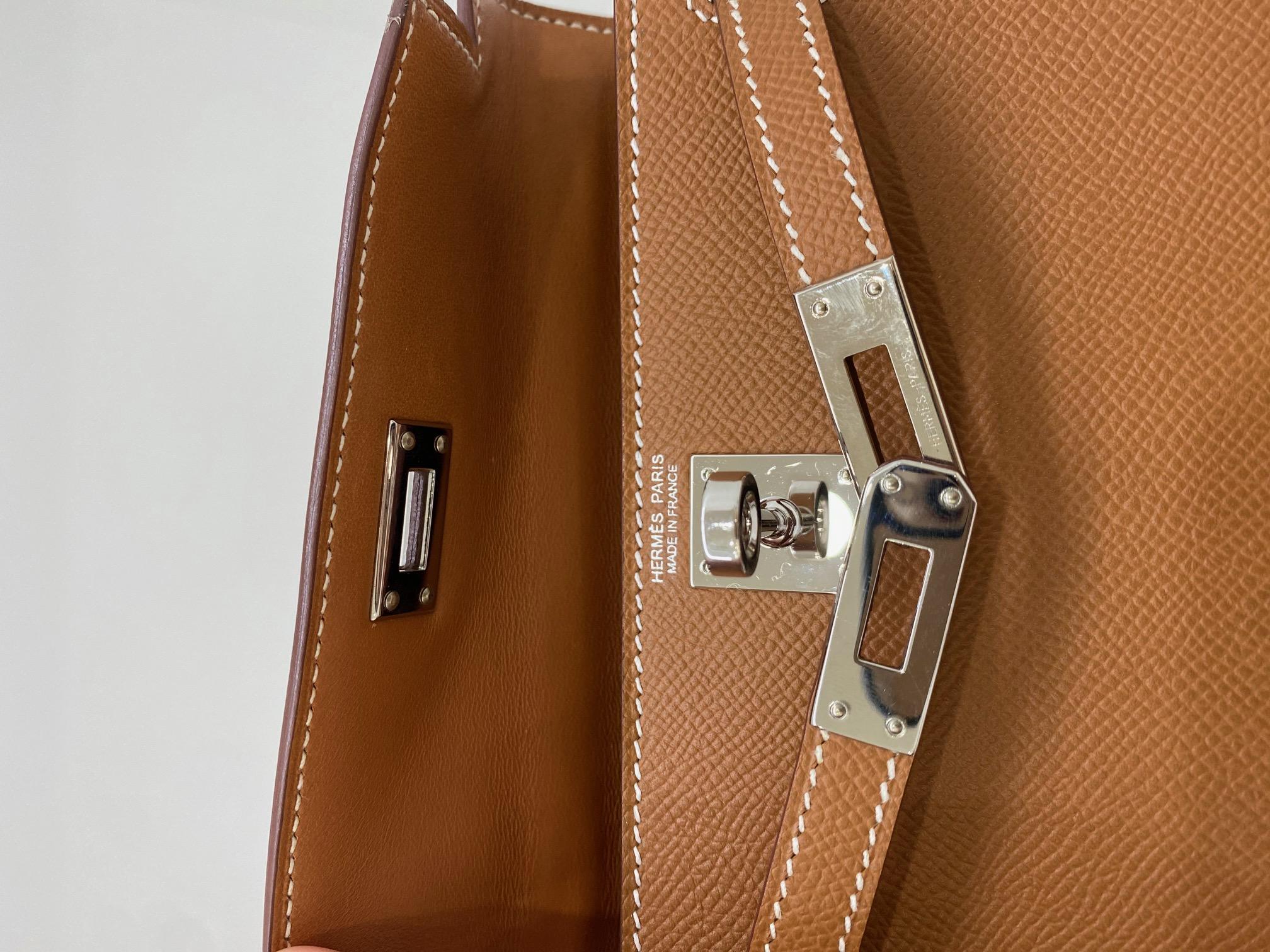 Brown Hermes Mini Kelly Gold GHW For Sale