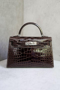 Hermès Mini Kelly Havane Sellier Alligator Mississippiensis Lisse PHW G Stamp