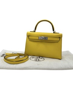 Hermes Mini Kelly II 20 Verso Jaune Ambre Rose Tyrien Chévre Palladium Hardware