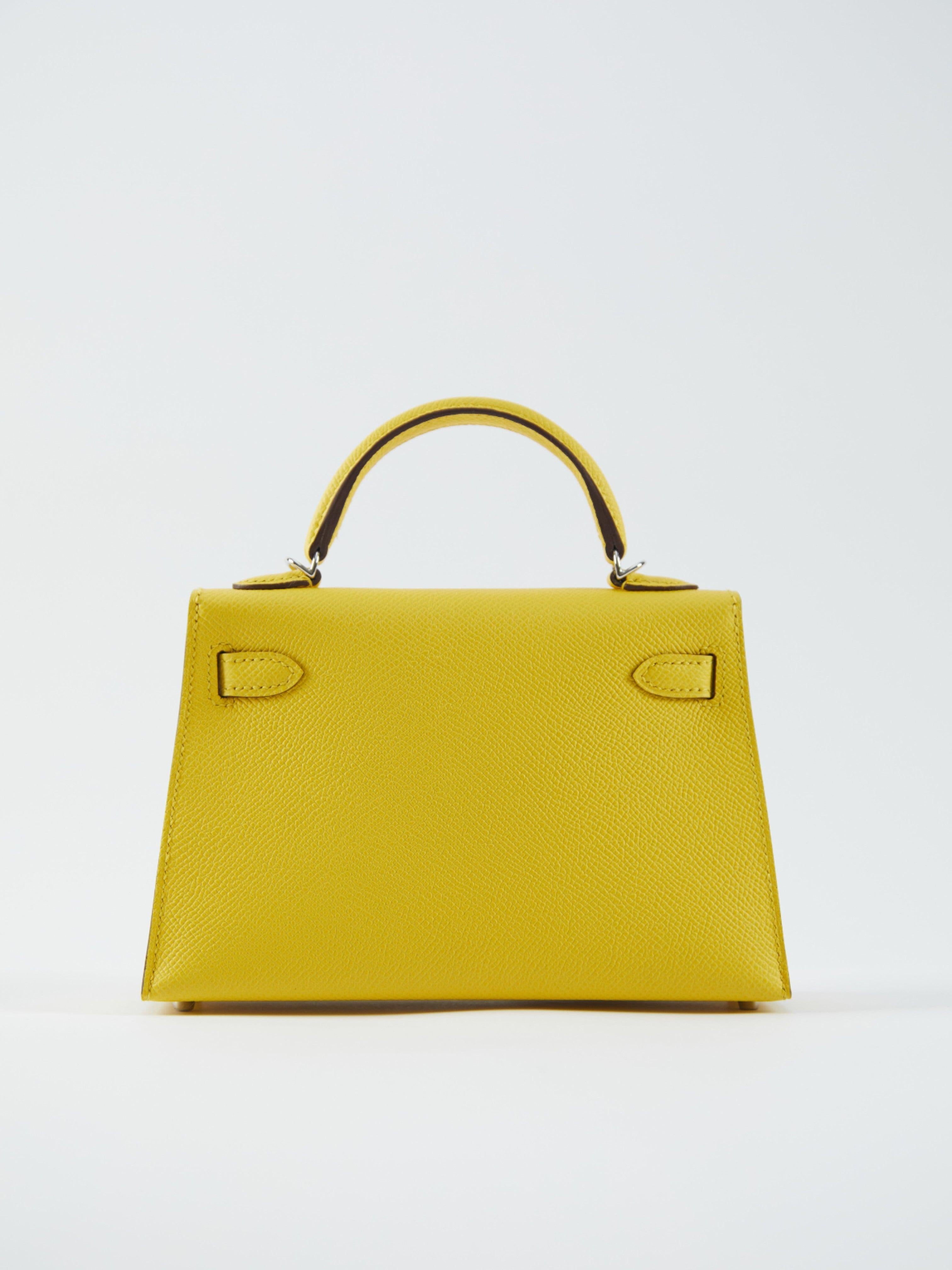 HERMÈS MINI KELLY II 20CM JAUNE DE NAPLES Epsom Leather with Palladium Hardware For Sale 1