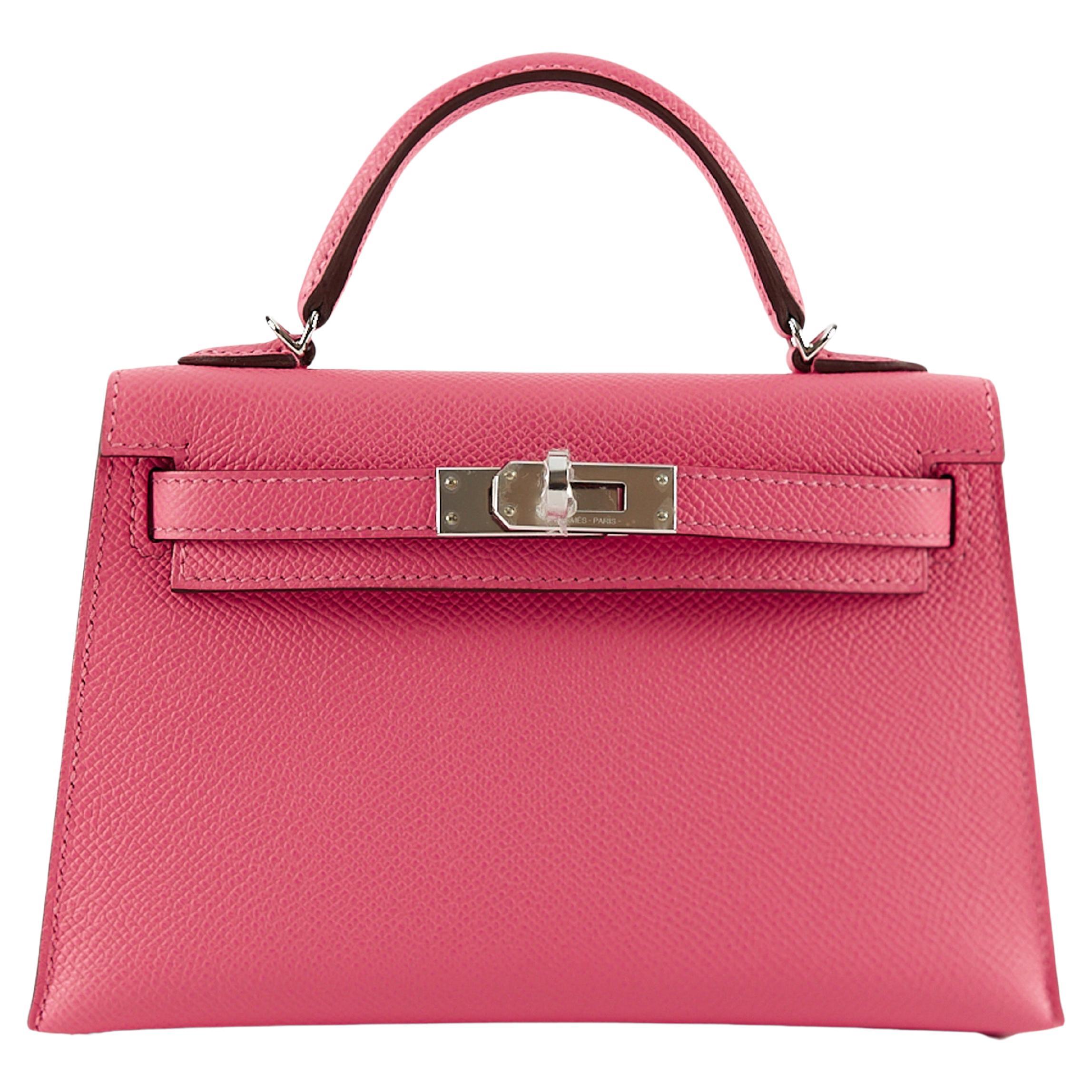 Hermes Mini Kelly 20 Sellier Bag in 5P Pink Bubblegum Epsom Leather with  Palladium Hardware in 2023