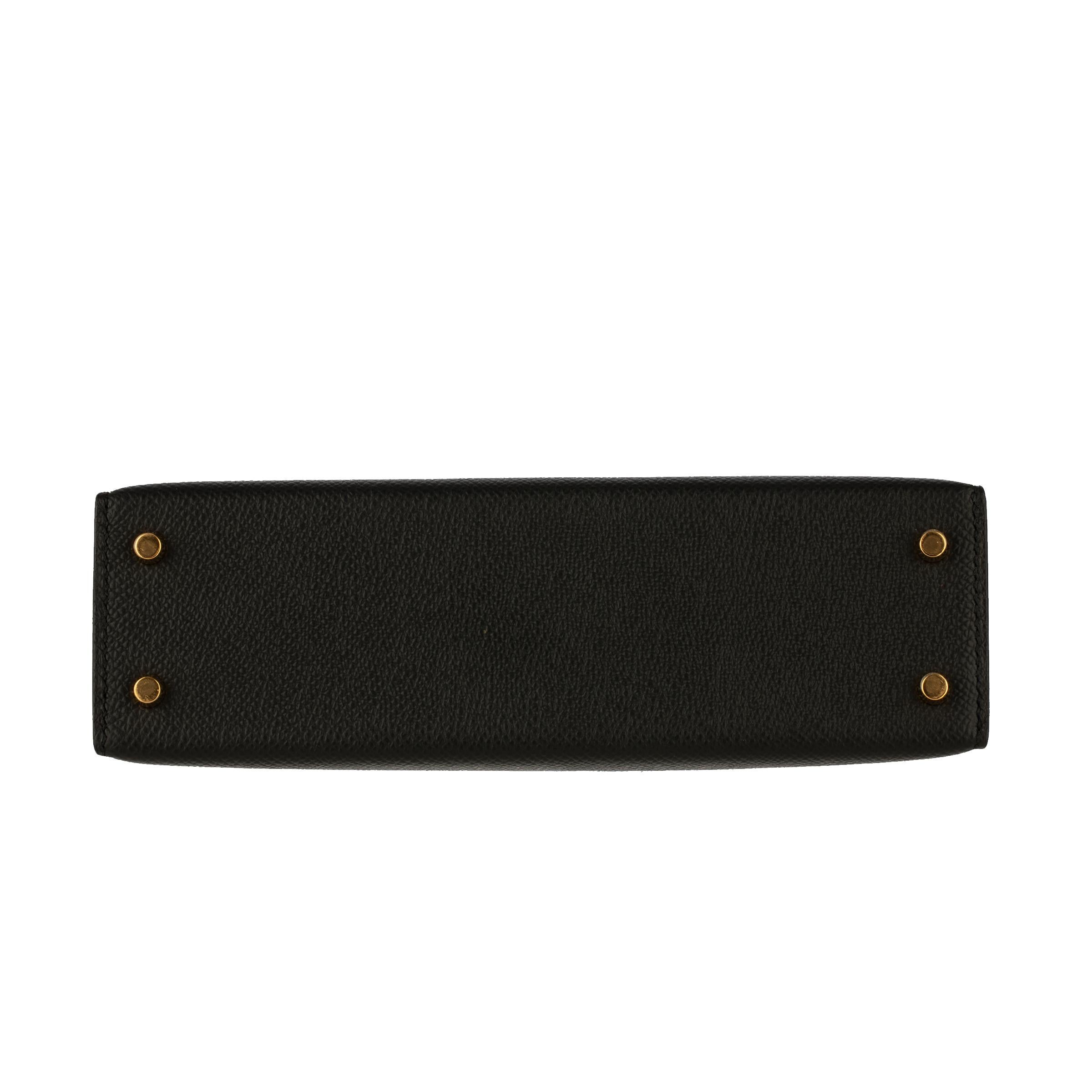Hermès Mini Kelly II Black Epsom Leather Gold Hardware 6