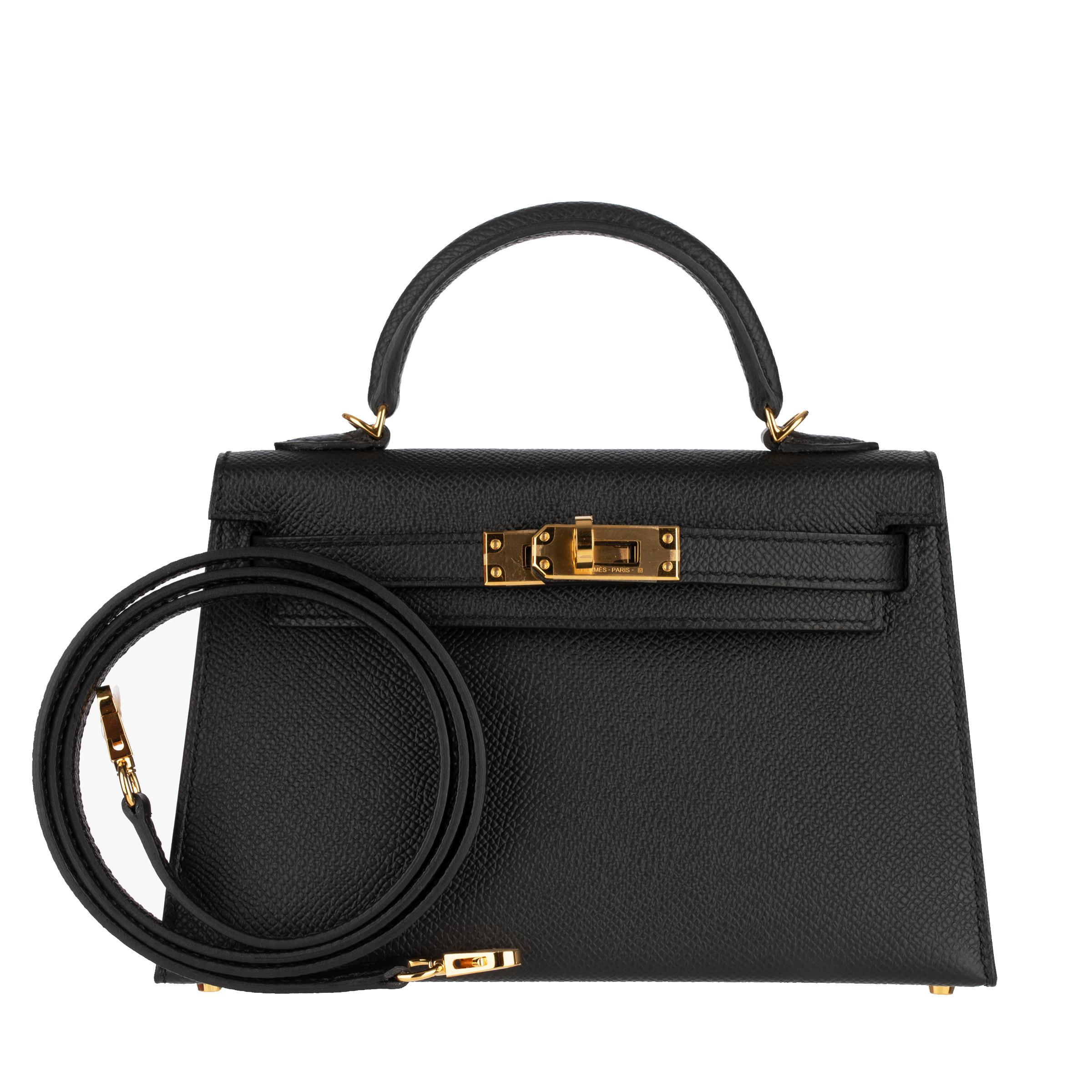Hermès Mini Kelly II Black Epsom Leather Gold Hardware 7