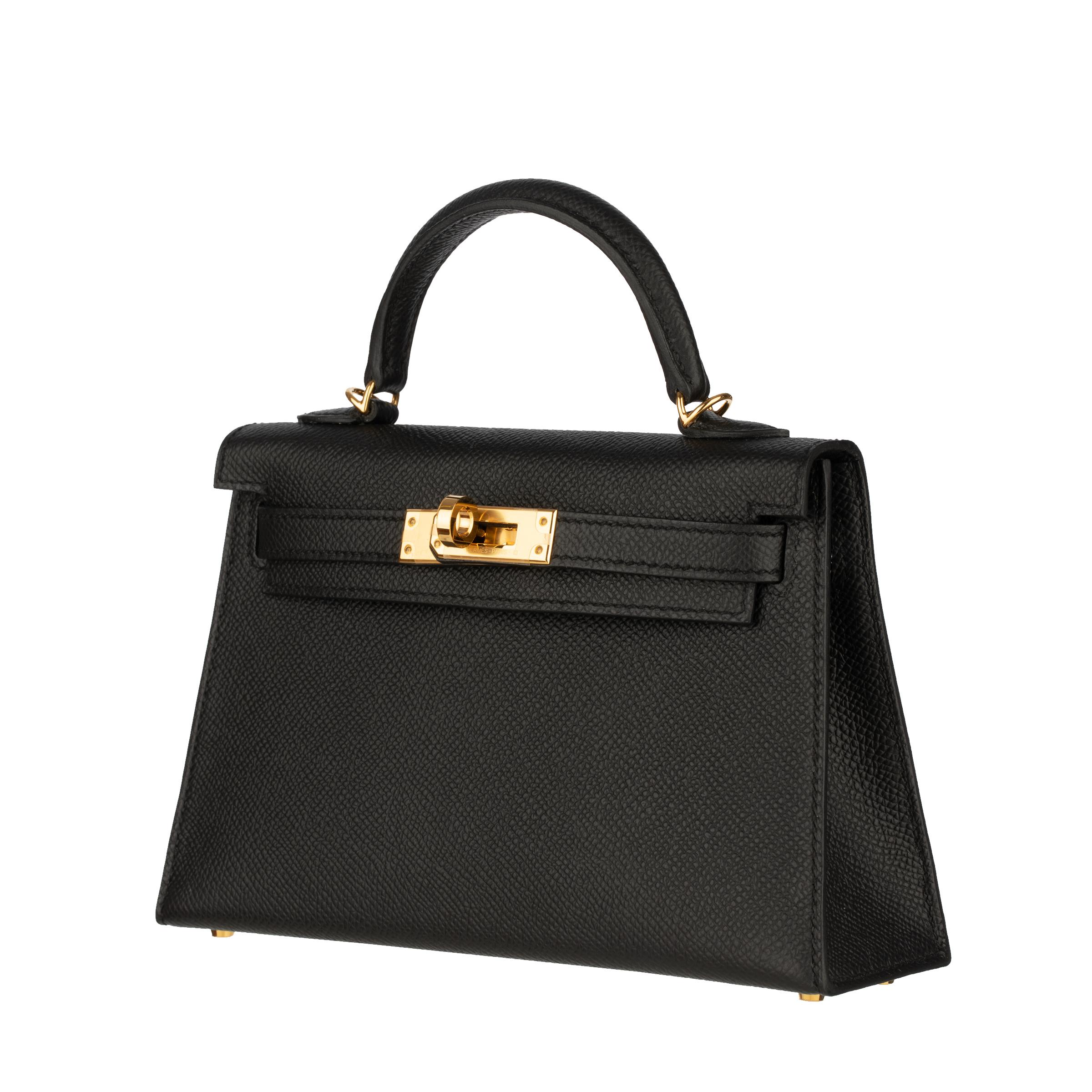 Hermès Mini Kelly II Black Epsom Leather Gold Hardware In New Condition In Sydney, New South Wales