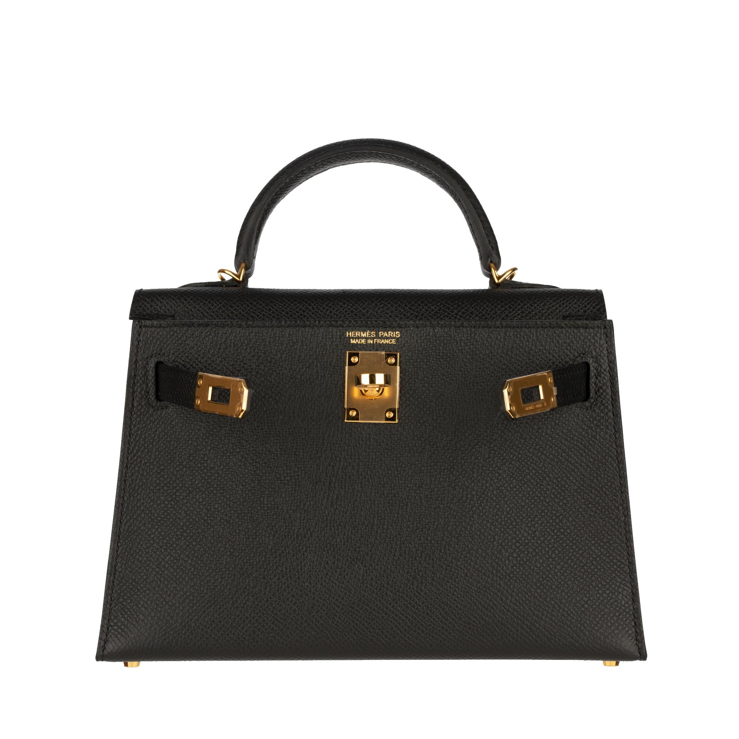 Hermès Mini Kelly II Black Epsom Leather Gold Hardware 1