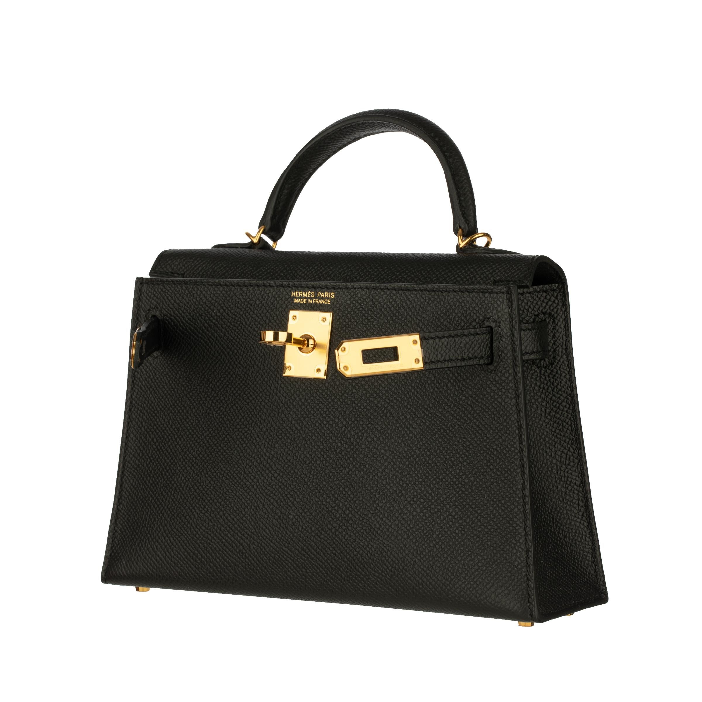 Hermès Mini Kelly II Black Epsom Leather Gold Hardware 2