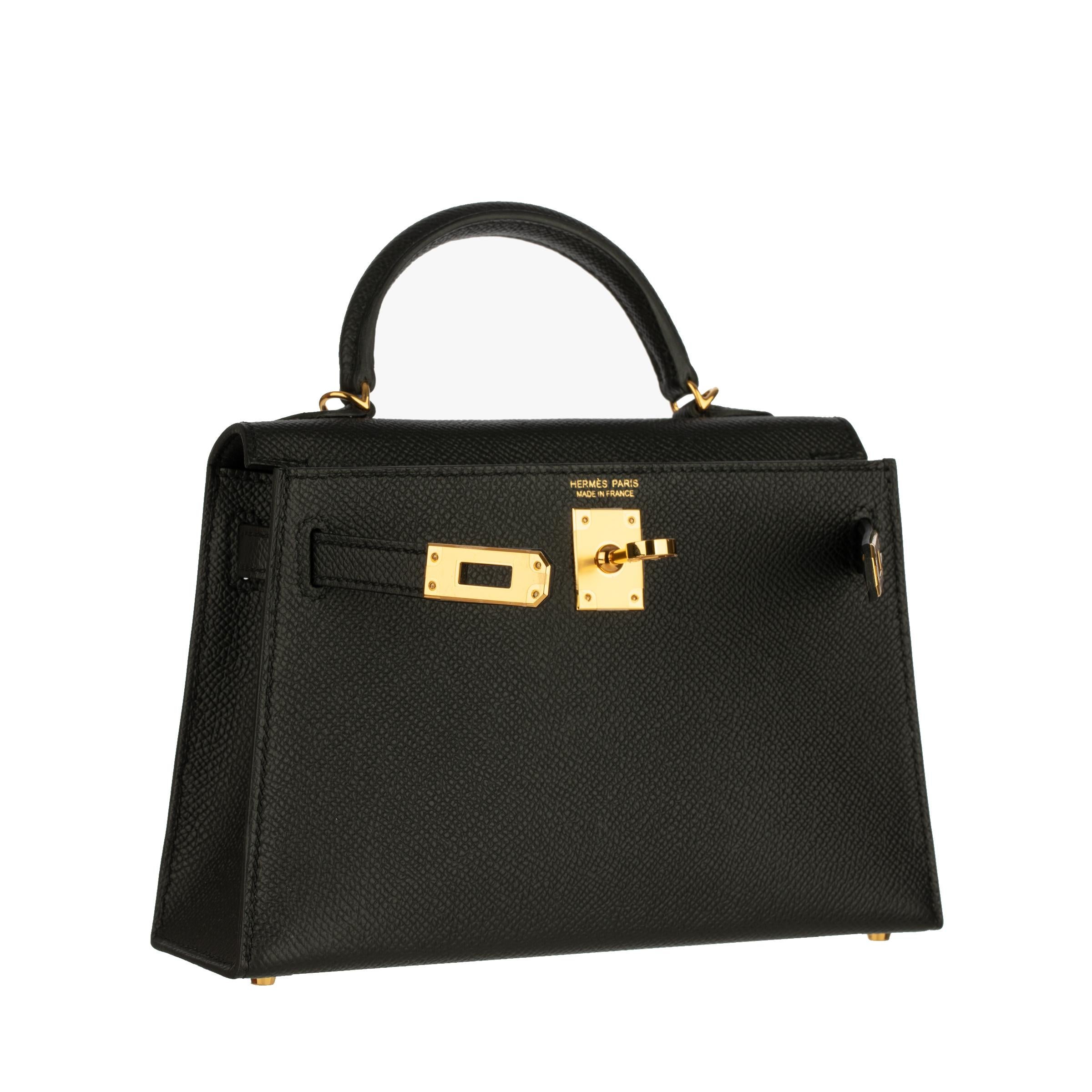Hermès Mini Kelly II Black Epsom Leather Gold Hardware 3