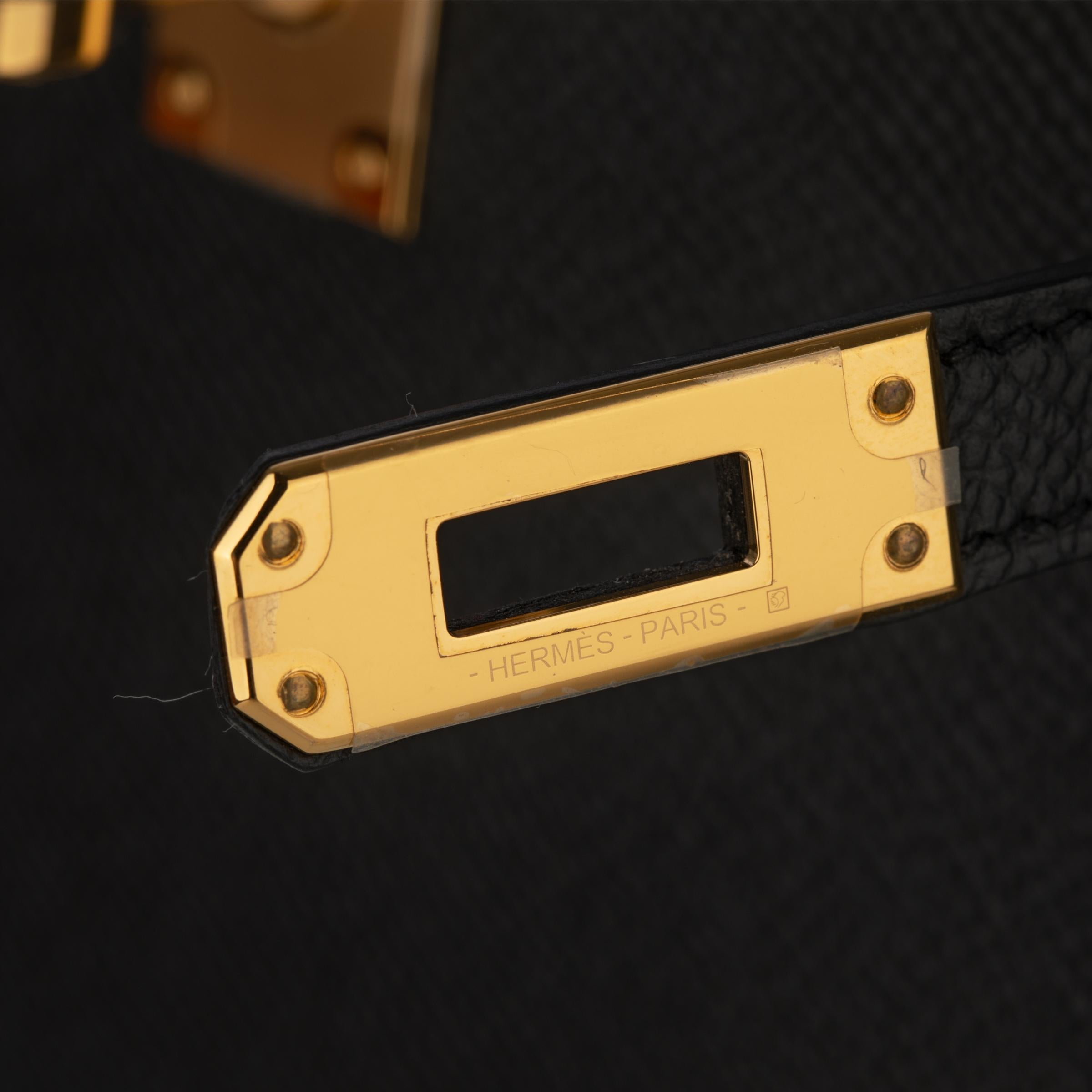 Hermès Mini Kelly II Black Epsom Leather Gold Hardware 5