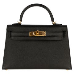 Hermès Mini Kelly II Black Epsom Leather Gold Hardware