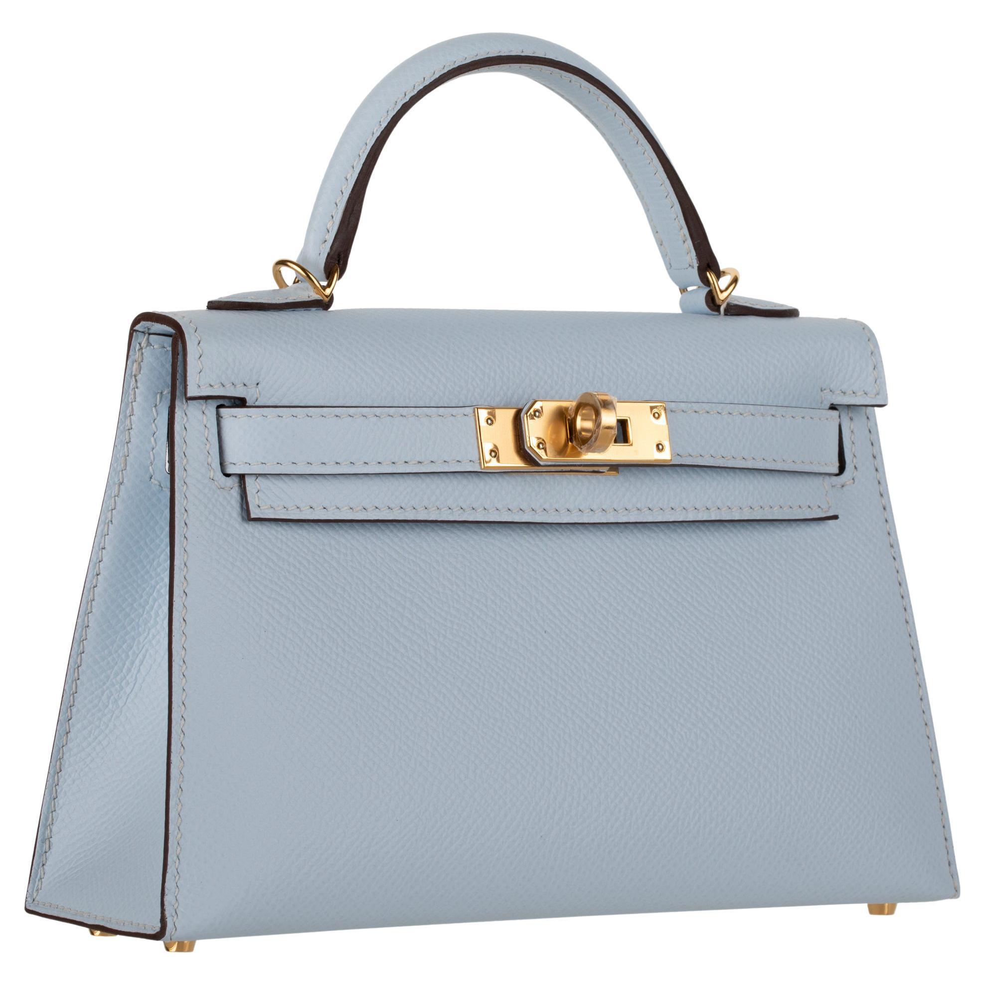 Hermès Mini Kelly II Blue Brume Epsom Leather Gold Hardware