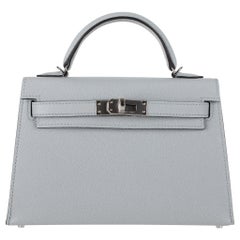 Hermès Mini Kelly II Blue Glacier Epsom Leather Palladium Hardware