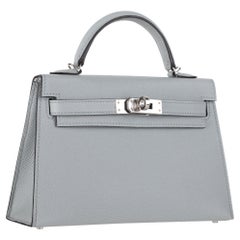 Hermès Mini Kelly II Blue Glacier Epsom Leather Palladium Hardware