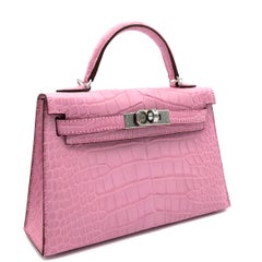 1stdibs Exclusives Hermès Mini Kelly II Bubblegum Matte Alligator Palladium