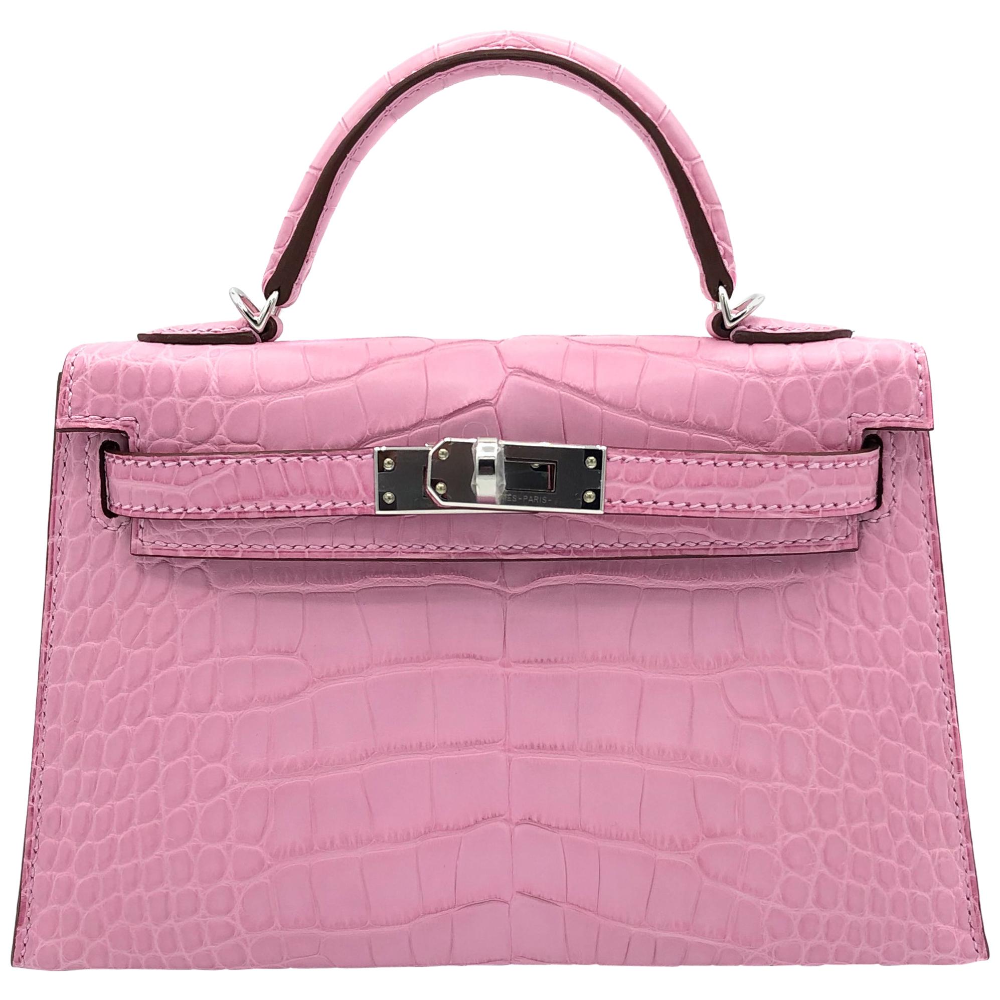 1stdibs Exclusives Hermès Mini Kelly II Bubblegum Matte Alligator Palladium