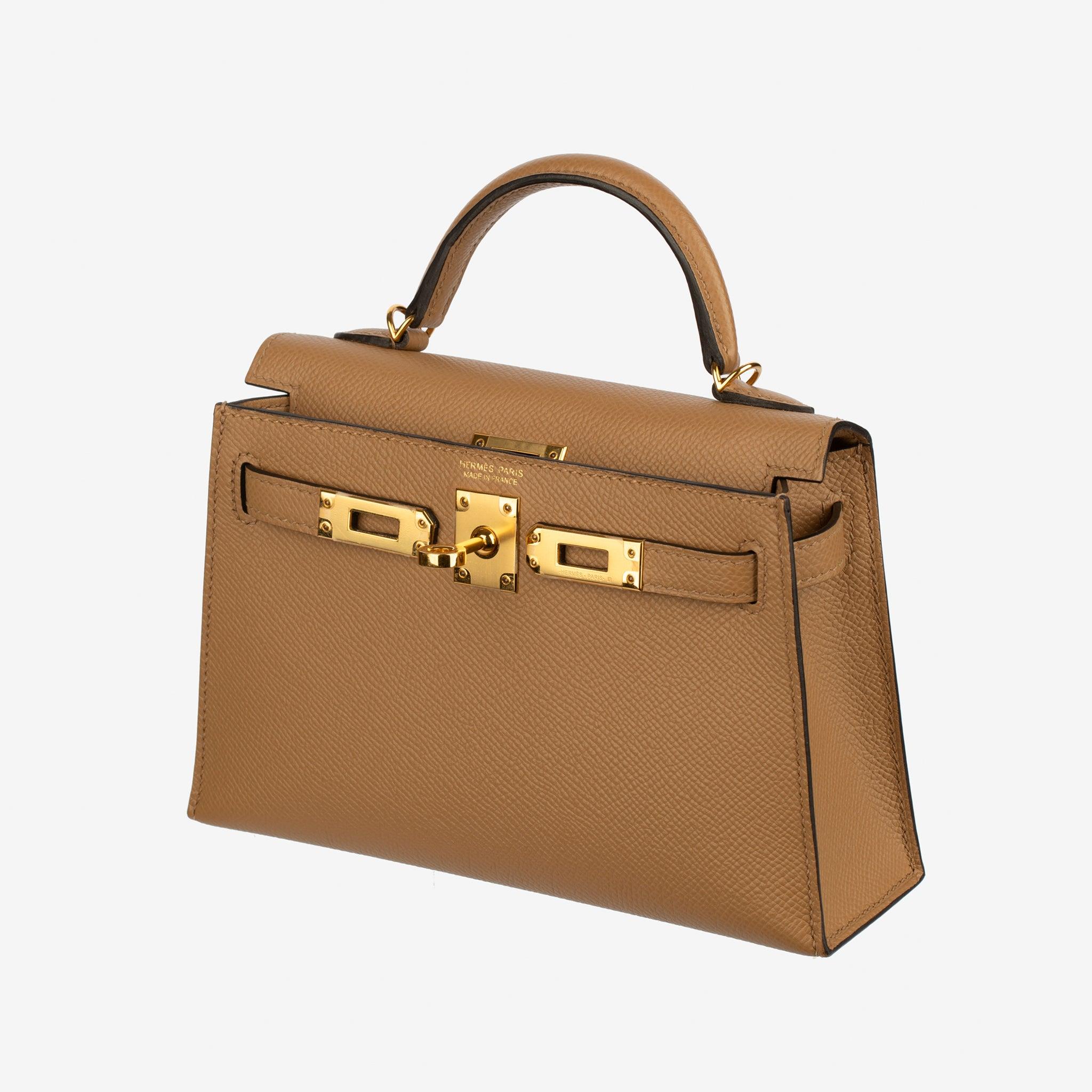Hermes Mini Kelly II Chai Epsom Leather Gold Hardware (Braun) im Angebot