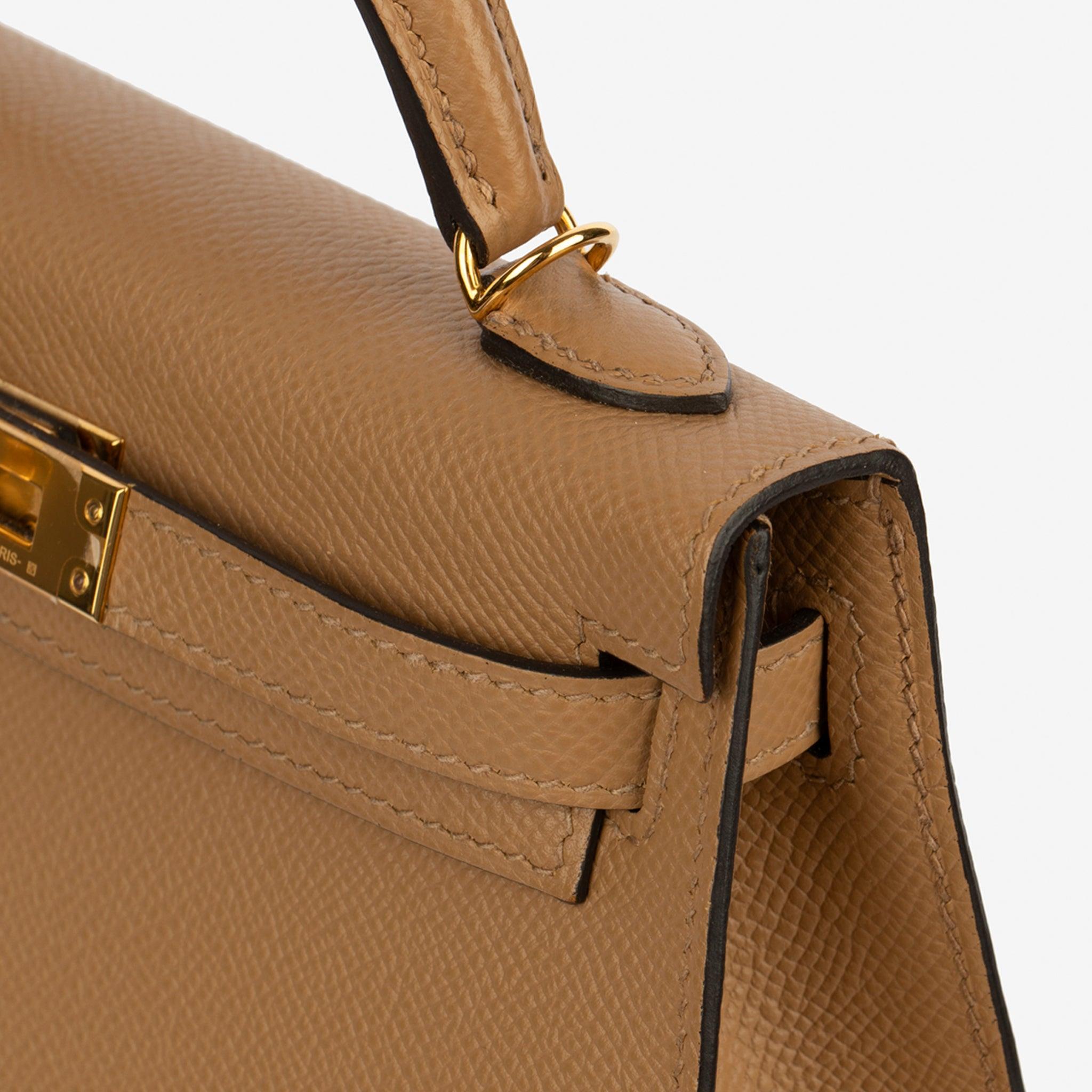 Hermes Mini Kelly II Chai Epsom Leather Gold Hardware im Angebot 2