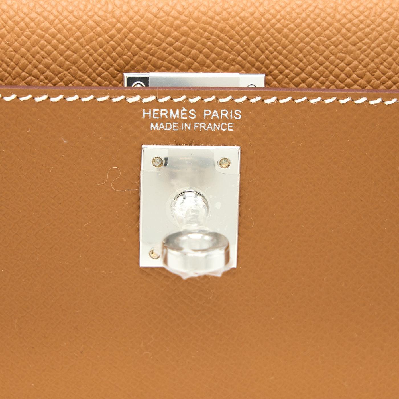Mini sac Hermès KELLY II EPSOM doré à l'or STAMP U en vente 7
