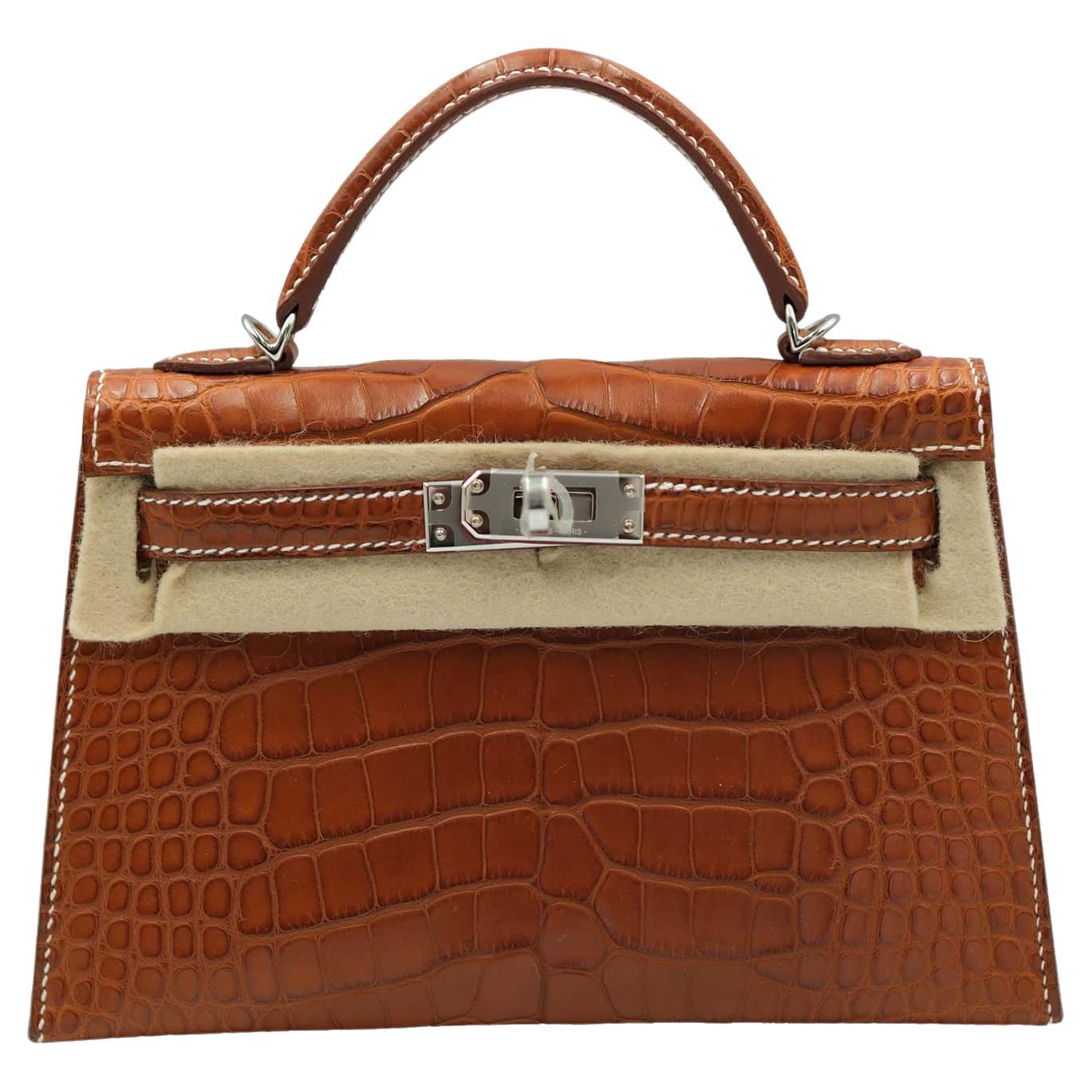 Hermes Mini Kelly II Fauve SELLIER MINI BARENIA MISS I ALLIGATOR