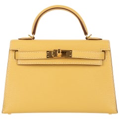 Hermès Mini Kelly II Foin Chevre Leather Gold Hardware