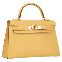 Hermès Mini Kelly II Foin Chevre Leather Gold Hardware
