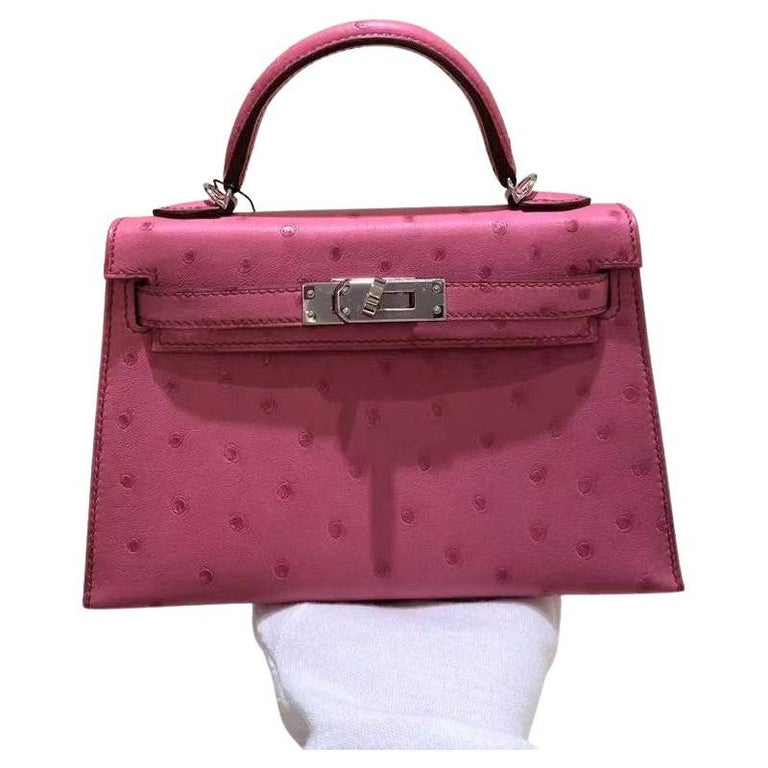 Hermès Mini Kelly II Ostrich PHW Color E5 Brand New For Sale at